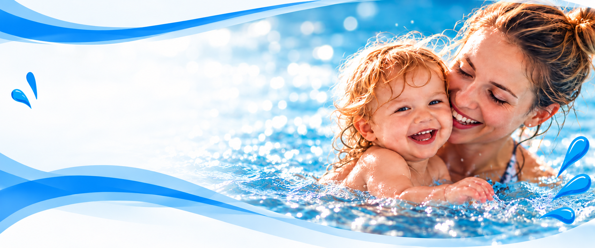 Elternteil und Kind gemeinsam im Wasser